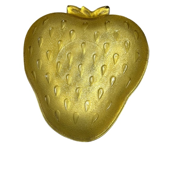 Vintage Hazel Atlas Amber Textured  Glass Strawberry‎ Dish Trinket Candy Bowl - Picture 6 of 7